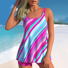 Afbeelding in Gallery-weergave laden, Tankini-set med geometriskt randtryck