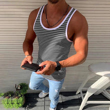 Afbeelding in Gallery-weergave laden, Gestreiftes lässiges Tanktop für Herren