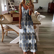 Afbeelding in Gallery-weergave laden, Mouwloze jurken met geometrische print voor dames