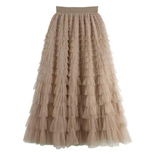 Afbeelding in Gallery-weergave laden, Gelaagde elastische taille tule maxi rok