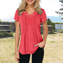 Afbeelding in Gallery-weergave laden, T-shirt coupe slim en dentelle à col en V