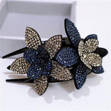Afbeelding in Gallery-weergave laden, Strass dubbele bloem haarclip