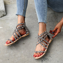 Afbeelding in Gallery-weergave laden, Platte zomersandalen met gekruiste bandjes en rits