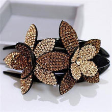 Afbeelding in Gallery-weergave laden, Strass dubbele bloem haarclip