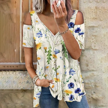Afbeelding in Gallery-weergave laden, Romantisch T-shirt met bloemen