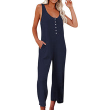 Afbeelding in Gallery-weergave laden, Jumpsuit met effen kleurknopen Backpackingbroek met zakken
