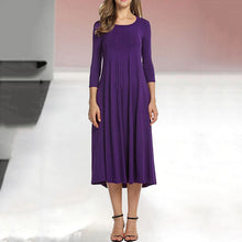 Afbeelding in Gallery-weergave laden, Women's New Mid-sleeve Solid Color Swing Dress