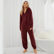 Afbeelding in Gallery-weergave laden, Pluche fleece romper eendelige pyjama voor vrouwen