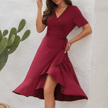 Afbeelding in Gallery-weergave laden, Jurk met hoge taille en V-hals