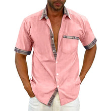 Afbeelding in Gallery-weergave laden, Casual zomerhemd met geruite kraag en knoop voor heren