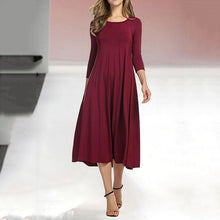 Afbeelding in Gallery-weergave laden, Women's New Mid-sleeve Solid Color Swing Dress