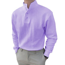 Afbeelding in Gallery-weergave laden, Heren poloshirt met mandarijnkraag en lange mouwen