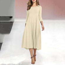 Afbeelding in Gallery-weergave laden, Women's New Mid-sleeve Solid Color Swing Dress