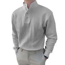 Afbeelding in Gallery-weergave laden, Heren poloshirt met mandarijnkraag en lange mouwen