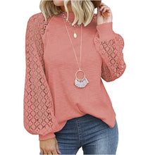 Afbeelding in Gallery-weergave laden, Kanten T-shirt met ronde hals en lange mouwen