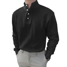 Afbeelding in Gallery-weergave laden, Heren poloshirt met mandarijnkraag en lange mouwen