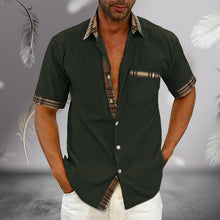 Afbeelding in Gallery-weergave laden, Casual zomerhemd met geruite kraag en knoop voor heren