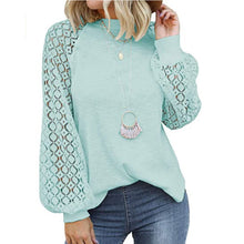 Afbeelding in Gallery-weergave laden, Kanten T-shirt met ronde hals en lange mouwen