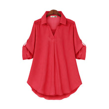 Afbeelding in Gallery-weergave laden, Los damesshirt met lange mouwen en V-hals