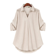 Afbeelding in Gallery-weergave laden, Los damesshirt met lange mouwen en V-hals