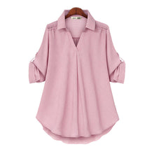 Afbeelding in Gallery-weergave laden, Los damesshirt met lange mouwen en V-hals