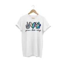 Afbeelding in Gallery-weergave laden, Peace, Love & Dogs T-shirt