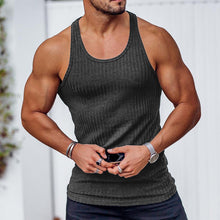 Afbeelding in Gallery-weergave laden, Gestreept sportvest in effen kleur voor heren