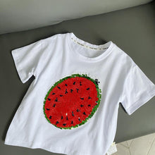 Afbeelding in Gallery-weergave laden, 2022 nieuw watermeloen t-shirt met wisselende pailletten