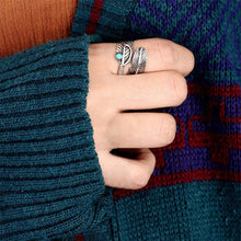 Afbeelding in Gallery-weergave laden, Boho veer turquoise verstelbare ring