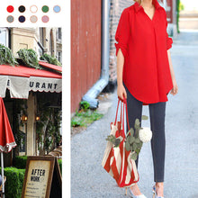 Afbeelding in Gallery-weergave laden, Los damesshirt met lange mouwen en V-hals