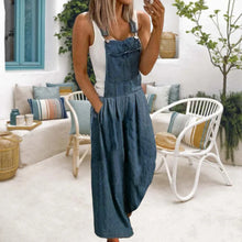 Afbeelding in Gallery-weergave laden, Casual denim overall met wijde pijpen en zakken