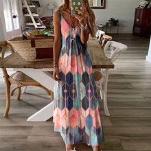 Afbeelding in Gallery-weergave laden, Mouwloze jurken met geometrische print voor dames