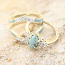 Afbeelding in Gallery-weergave laden, Natuurlijke turkooizen diamanten ring