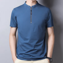 Afbeelding in Gallery-weergave laden, T-shirt met rits en kraag voor heren