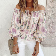 Afbeelding in Gallery-weergave laden, Blouse met ruches aan de mouwen en bloemen
