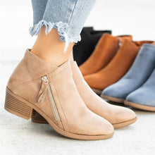 Afbeelding in Gallery-weergave laden, Chunky Heel enkellaarsjes met Zijrits voor Dames
