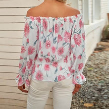 Afbeelding in Gallery-weergave laden, Blouse met ruches aan de mouwen en bloemen