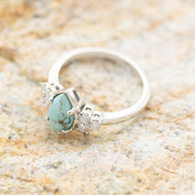 Afbeelding in Gallery-weergave laden, Natuurlijke turkooizen diamanten ring