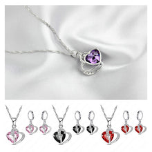 Afbeelding in Gallery-weergave laden, Hart Design Zirkoon Ketting Hanger Oorbellen Sets