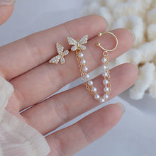 Afbeelding in Gallery-weergave laden, Strass Butterfly Dangle Hoop Stud Oorbellen