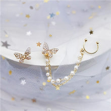 Afbeelding in Gallery-weergave laden, Strass Butterfly Dangle Hoop Stud Oorbellen