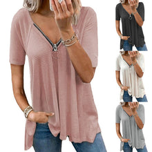 Afbeelding in Gallery-weergave laden, Losvallend T-shirt met diepe V-rits
