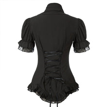 Afbeelding in Gallery-weergave laden, V-hals blouse met veters en korte mouwen