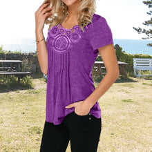 Afbeelding in Gallery-weergave laden, T-shirt coupe slim en dentelle à col en V