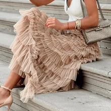 Afbeelding in Gallery-weergave laden, Gelaagde elastische taille tule maxi rok