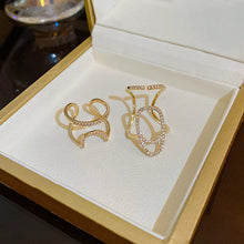 Afbeelding in Gallery-weergave laden, Geometrische diamanten open nagelring