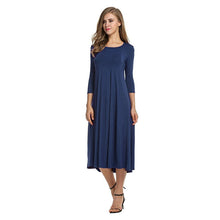 Afbeelding in Gallery-weergave laden, Women's New Mid-sleeve Solid Color Swing Dress