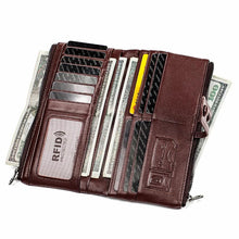 Afbeelding in Gallery-weergave laden, Dames echt lederen clutch lange geld portemonnee