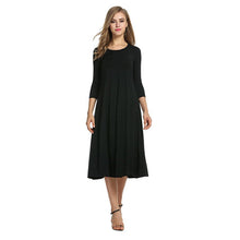 Afbeelding in Gallery-weergave laden, Women's New Mid-sleeve Solid Color Swing Dress