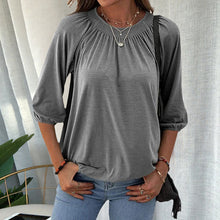 Afbeelding in Gallery-weergave laden, T-shirt met ronde hals en driekwart mouwen